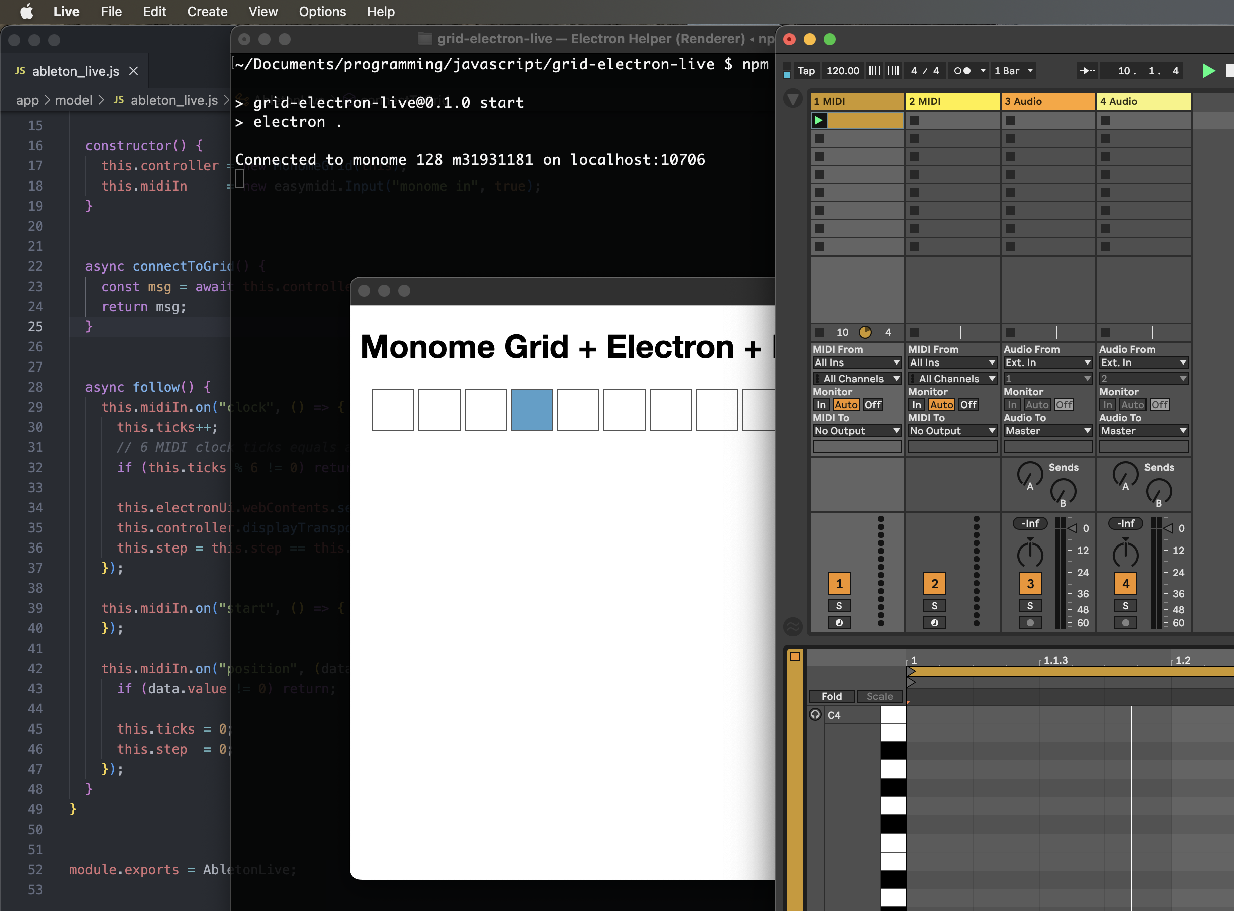 Screenshot of the Live running in sync with Electron app